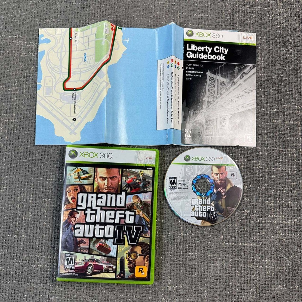 Rockstar Grand Theft Auto IV Xbox 360 Game CIB Map & Manual 2008 NTSC